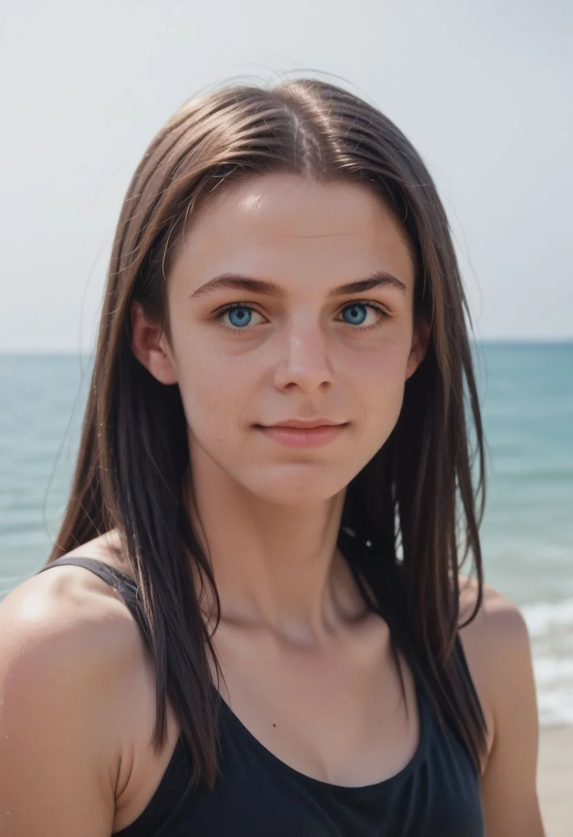 (Score_9,score_8_up, score_7_up:1.6),(source_anime:1.5),(rating_safe:1.5), (Ckukri:1.3),(( in beach)),(1girl,black long hair,blue eyes :1.3),high definition, 35mm,( detalled:1.5), focused, detailed face