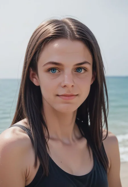 (Score_9,score_8_up, score_7_up:1.6),(source_anime:1.5),(rating_safe:1.5), (Ckukri:1.3),(( in beach)),(1girl,black long hair,blue eyes :1.3),high definition, 35mm,( detalled:1.5), focused, detailed face