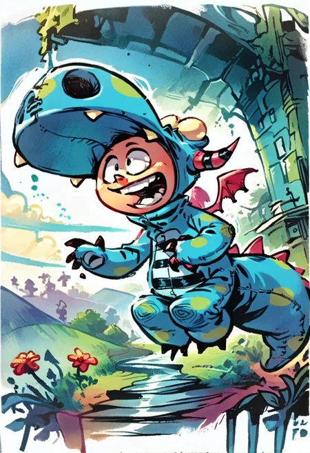 DarirStyle
score_9, score_8_up, score_7_up, duncan, solo, boy, wearing a dragon costume,
