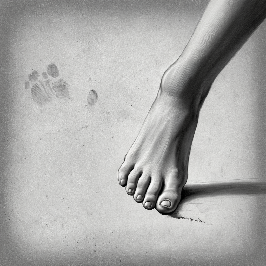 Conceptual Art of  <lora:add-detail-xl:1>
 <lora:detailed:0.3>
<lora:perfection style:0.3>
 <lora:xl_more_art-full_v1:0.3>
 <lora:drawing style:0.8>
A drawing of a drawing of a foot with a hand reaching for it,solo,simple background,1boy,monochrome,greyscale,male focus,barefoot,feet,toes,traditional media,soles,close-up,toenails,foot focus,hatching (texture) , drawing style, concept art