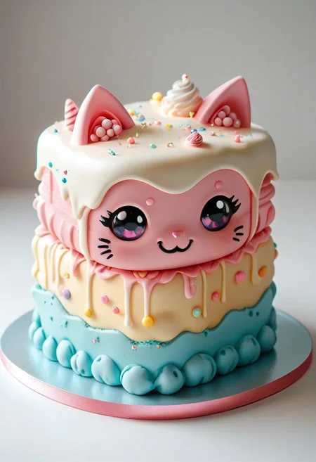 score_9, score_8_up, score_7_up, M1CR0CUB3D cute cake alien world, (super cute!), cute cat
