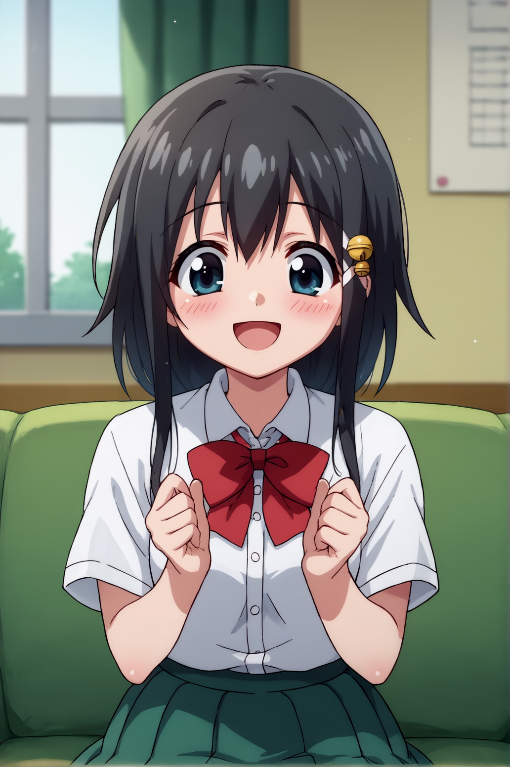 score_9, score_8_up, score_7_up,anime_source, source_anime, best background, detailed background,   hiyori, 1girl, school uniform, blush, cute, happy, best hand,  indoors,   <lora:Hiyori_Kazane:0.8>