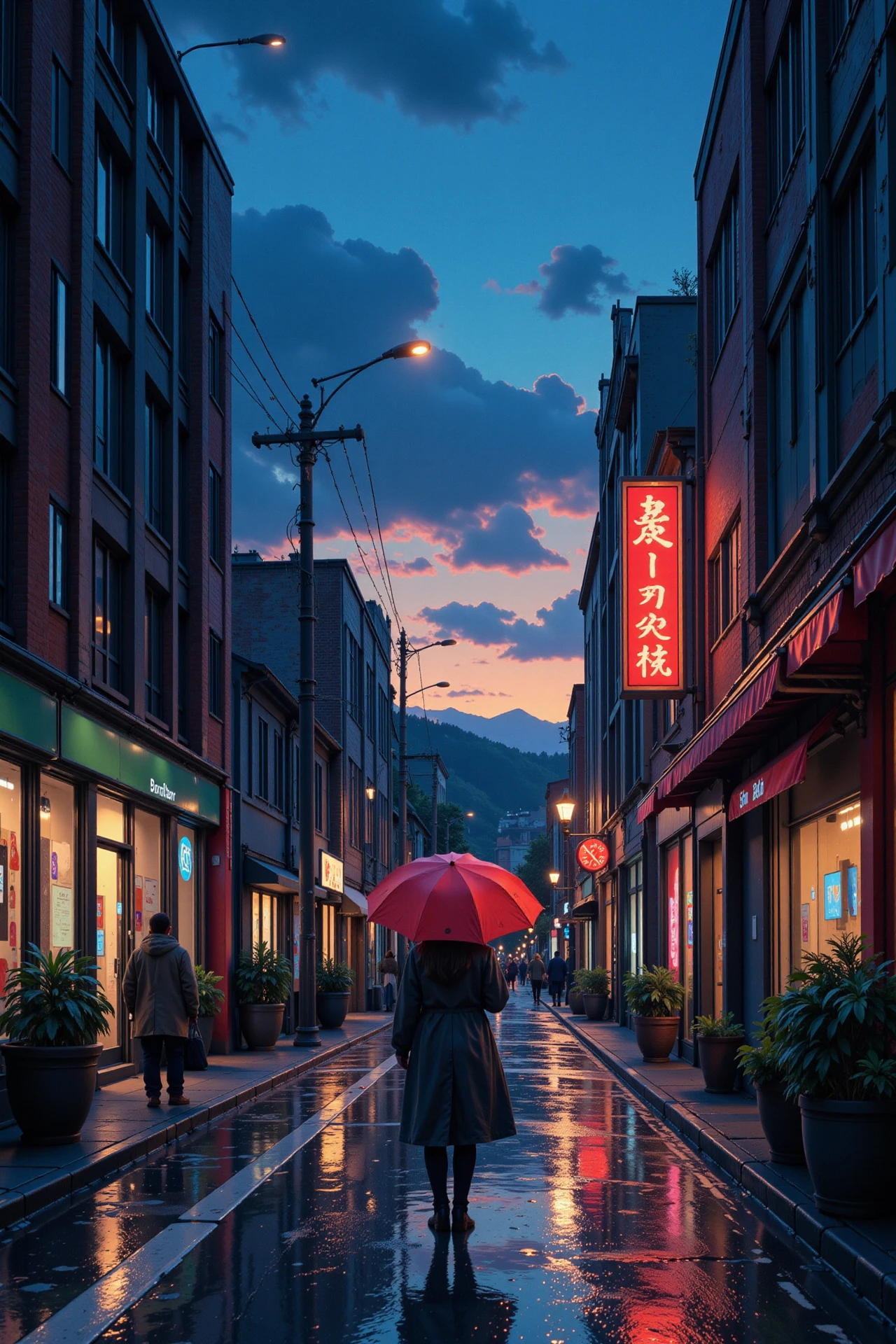 a rainy day in the city beautiful  landscape, dusk, woman, very intricate, very detailed, sharp, bright, colorful, <lora:Hand v2:0.5> <lora:Anti-Blur:1><lora:Insane Detail Slider:0.25>  <lora:flux.1_lora_flyway_Epic-detail_v2:0.3> <lora:fluxenhancer:0.25>   <lora:anime_retro:1> anime_martz, anime_retro