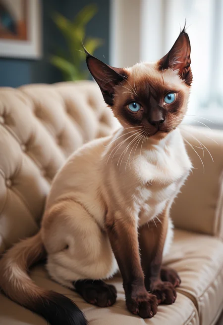score_9, score_8_up, score_7_up, score_6_up, score_5_up, score_4_up,  source_furry, no humans, hud_si4mese_c4t, blue eyes, whiskers, tail, siamese cat, furry, <lora:siamese:0.7>, blurry background, looking at viewer, sitting, couch