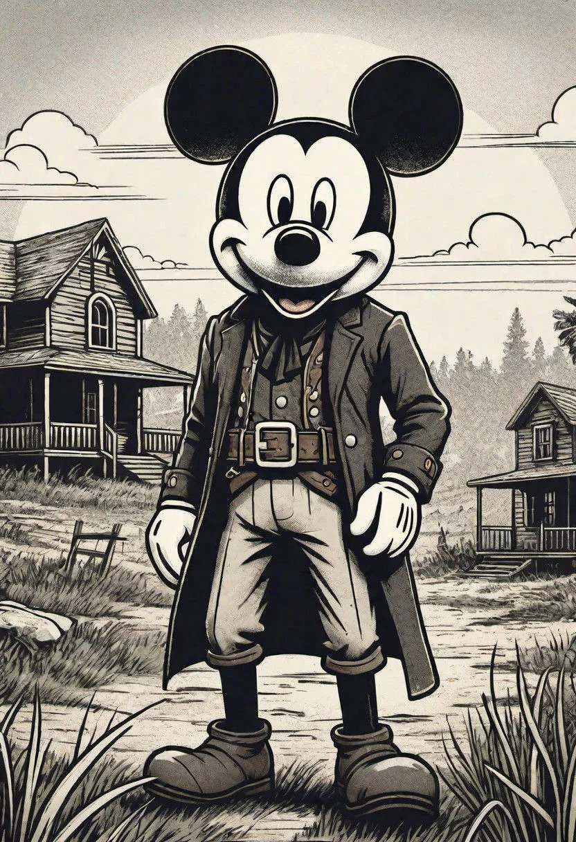 Mickey Mouse is in a poorly traveled suburb, RDR2,