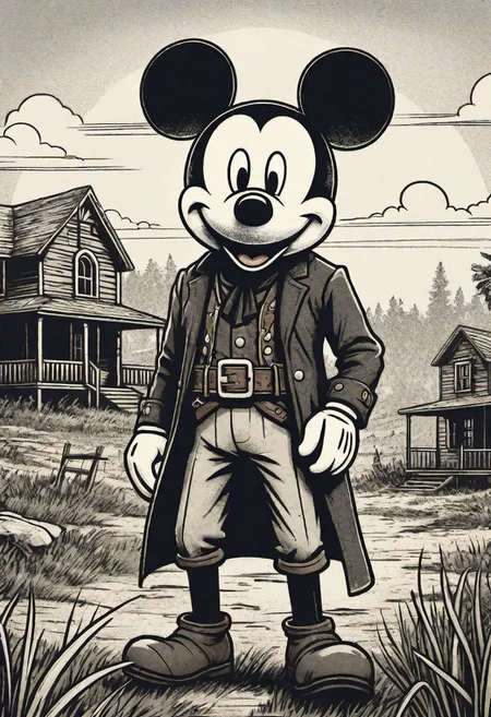 Mickey Mouse is in a poorly traveled suburb, RDR2,