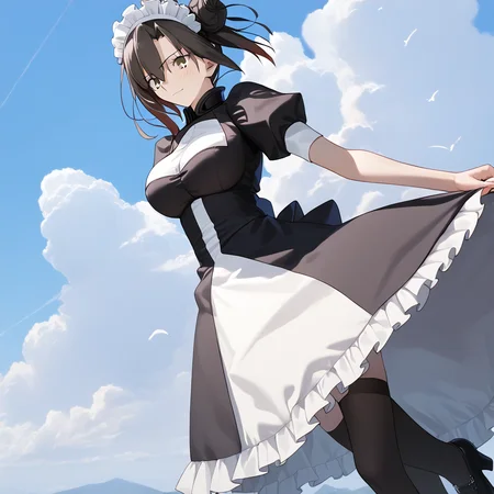 <lora:Takeuchi_Takashi_PonyXL_style_v01:1>
<lora:agent.pony:1>
score_9 , score_8_up , score_7_up , source_anime , 
masterpiece , best quality , ultra-detailed , 
BREAK
agent \(girls' frontline\), maid
1girl , woman , huge breasts , light smile , light blush , ((jeanne d'arc (fate)):0.5)  , 
long black hair  , maid dress ,  
falling from the sky