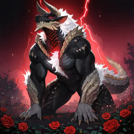 masterpiece,amazing quality,best quality,ultra-detailed,8K,illustration,CG, ultra-detailed-eyes, detailed background,rose garden
masterpiece, best quality, good quality, very awa, newest, highres, absurdres,
glowing,
BREAK
masterpiece, best quality, good quality, newest, highres, absurdres, volumetric lighting,gradient color, uncensored,
BREAK
raytracing, volumetric lighting, ambient occlusion, girl, background, masterpiece, best quality, very awa, absurdres,
BREAK
ambient occlusion, raytracing, soft lighting, blum effect, masterpiece, absolutely eye-catching, particles, glow, shining, intricate cinematic background,
BREAK
St Zinogre,black scales, grey scales, red eyes, red lightning,muscular, glowing Neck, Shoulders,claw,fangs,hornsArms, Eye Markings,voluptuous body,red glow body,