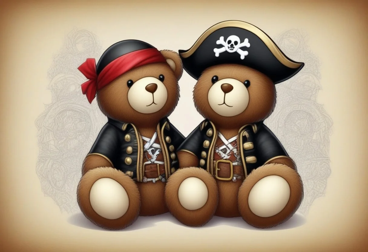 Pirate teddy bear, xmastedx, extremely detailed,