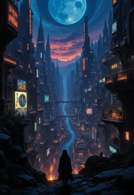 a futuristic sci-fi fantastic cyberpunk city beautiful landscape, dusk, woman, very intricate, very detailed, sharp, bright, colorful, <lora:Hand v2:0.5> <lora:Anti-Blur:1><lora:Insane Detail Slider:0.25> <lora:flux.1_lora_flyway_Epic-detail_v2:0.3> <lora:fluxenhancer:0.25> <lora:Anime_style:0.6> anime style