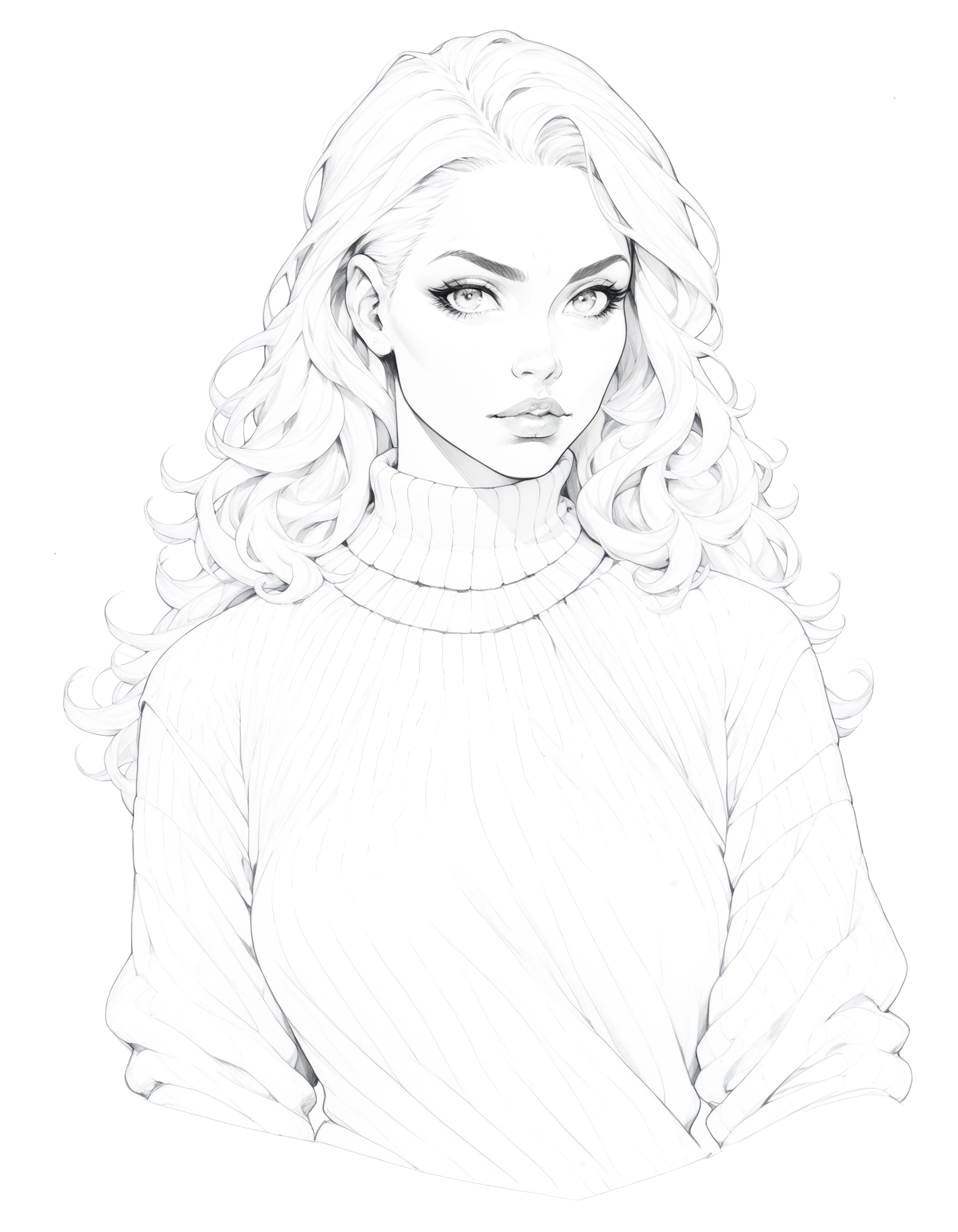 score_9, score_8_up, score_7_up, score_6_up, Comistyle, 1girl, dated, dress, greyscale, lips, long hair, looking at viewer, monochrome, simple background, sketch, solo, sweater, sweater dress, traditional media, white background, <lora:ComicsPonyXL_V2:1>