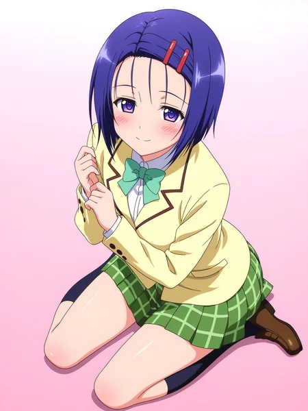 <lora:haruna:1>,haruna,hairclip,school uniform,full body,seductive smile,shy,
