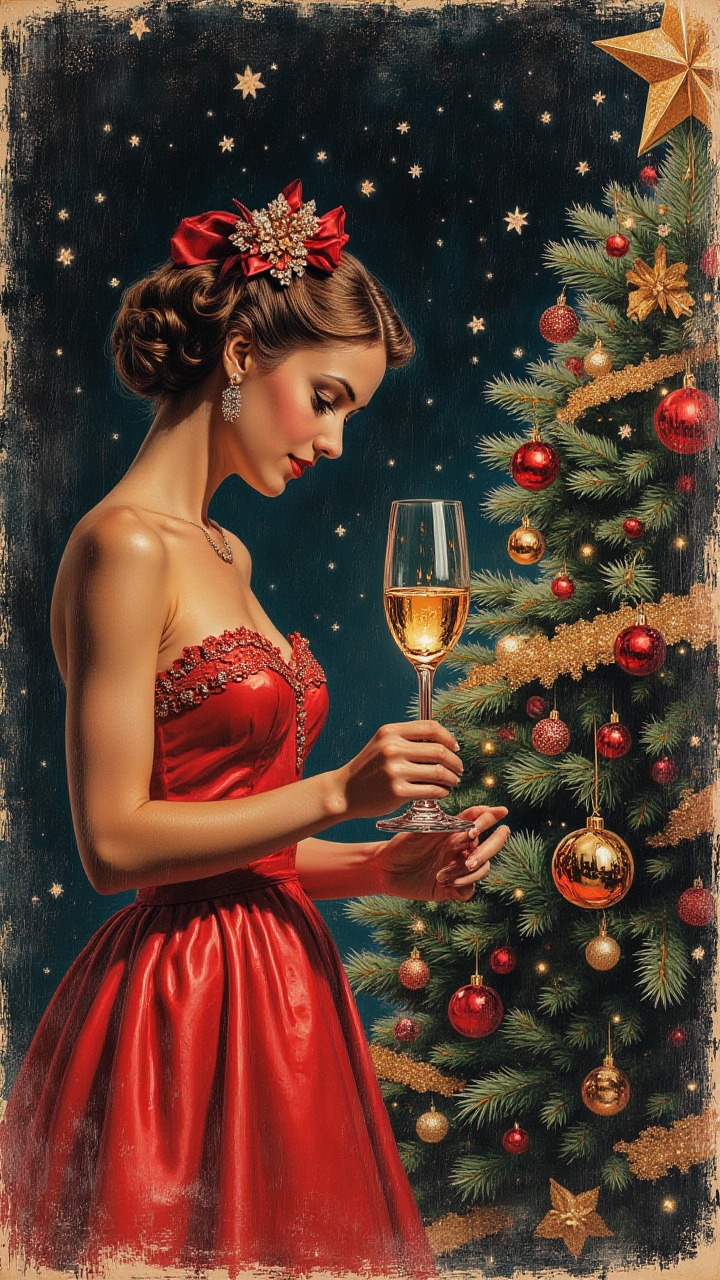 "December, 1963, oh, what a night.", Decoupage, Realistic, Zoom lens, midjourneyv6.1