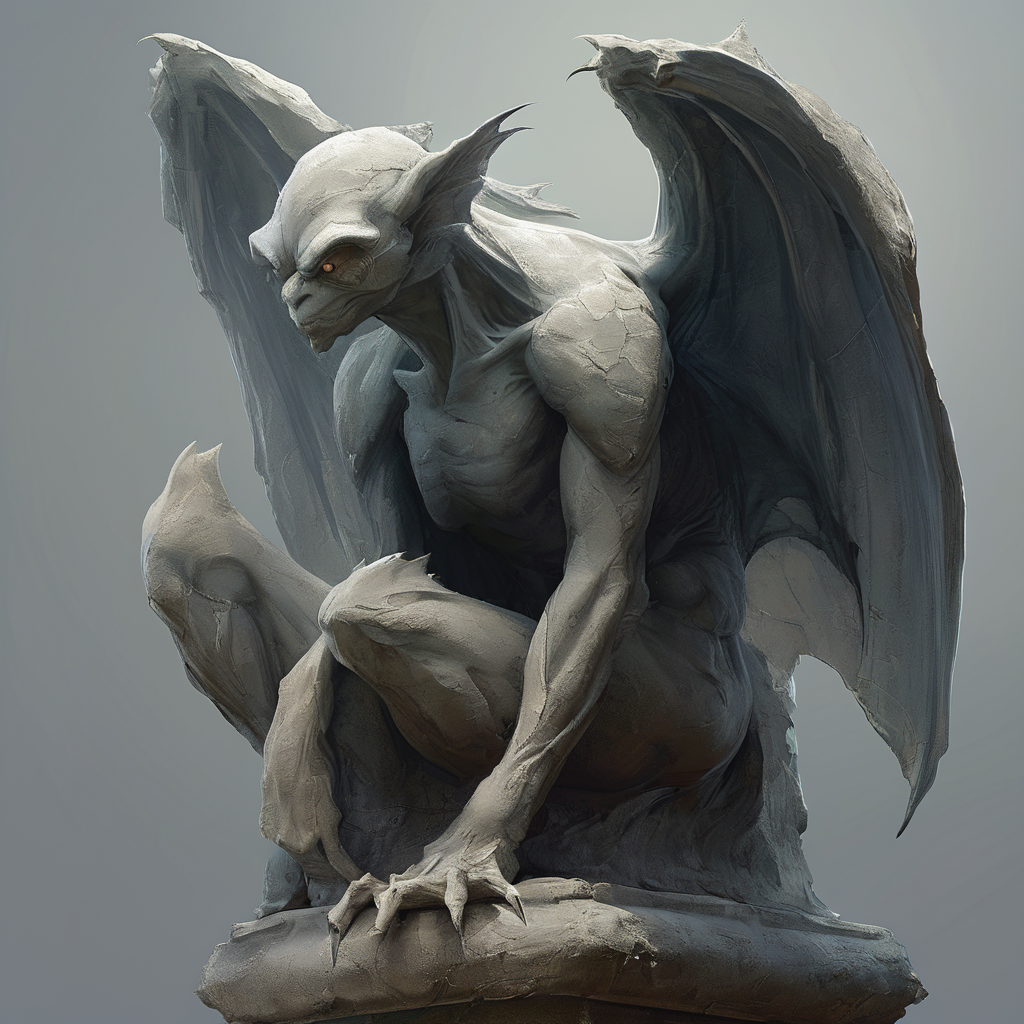 <lora:artfullygargoyle_sdxl_v1:1>,Logo,Gargoyles are magical creatures that were originally created by a very powerful cleric from stone statues. The first gargoyles were terrible winged stone monsters,designed to protect holy places from evil spirits. Still,during a huge magical battle,their inner being was altered and they became fully conscious creatures that have a very high affinity for magic. After centuries of magical modifications and enhancements,gargoyles are nowadays a very much changed race that is not warlike at all but rely entirely upon magic,