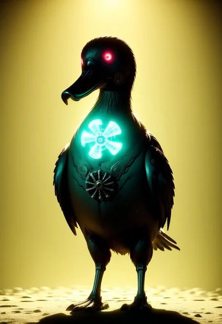 silhouette style, cinematic film still of the silhouette of an deformed lovecraftian duck with a crystal skull instead of it's head (cry5t415ku11)
with colourful wings and multiple eyes, staring at the camera,  coming out of its mouth of his head sitting on a branch at night, with glowing hazardous eyes, very detailed, haze lighting, 4k uhd masterpiece, blackmetal style, xerox, black and white, blackmetal style, xerox, black and white, nuclearhazard, blackmetal style, xerox, black and white, nuclearhazard, cthulhu