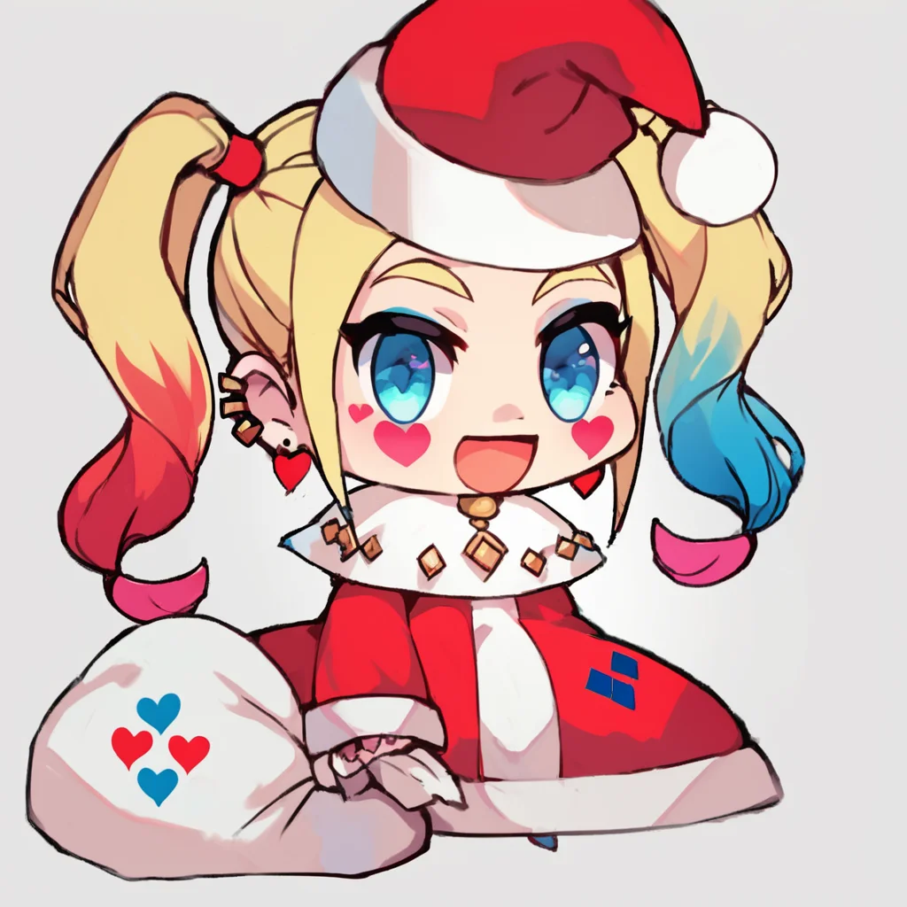 score_9, score_8_up, score_8, ,,, zzPadoru, harley_quinn, 1girl, long hair, smile, open mouth, blue eyes, blonde hair, simple background, long sleeves, white background, holding, twintails, jewelry, :d, heart, earrings, piercing, ear piercing, red headwear, holding sack, ,<lora:PadoruMemePDXL:1.0>, ,,, smile, looking at viewer, ,,, embedding:zPDXL, <lora:SDXLFaeTastic2400:0.5>,