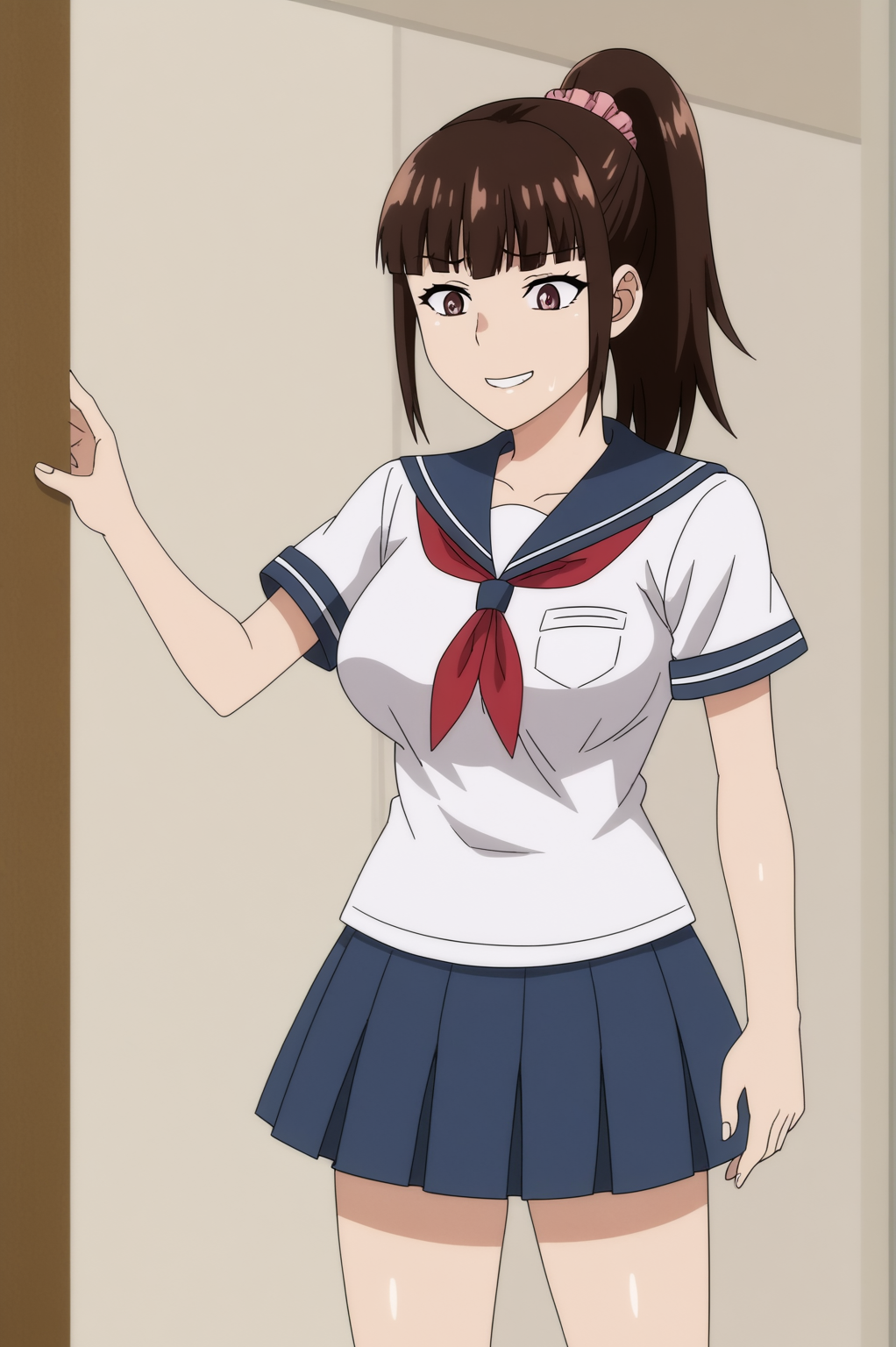 rating_all,  anime screencap, consistent background,   Satsuki Kuroda <lora:Private-Iinchou_wa_Saimin_Appli_o_Shinjiteru-Satsuki_Kuroda-PDXL.safetensors:0.8>,