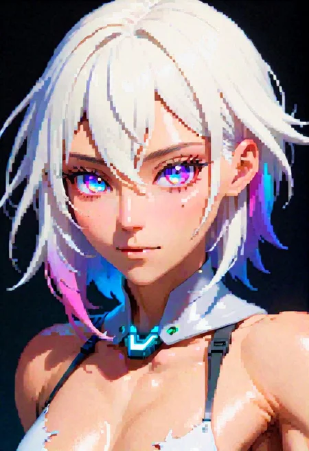 strong lighting, high-tech lowlife, nb, androgynous, queer, ripped/cut, semi-realistic, detailed closeup