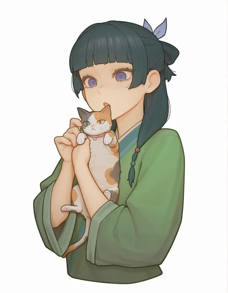 very awa,  [asura \(asurauser\)::0.8], [(bartolomeobari:1.2):0.65],  1girl, maomao \(kusuriya no hitorigoto\), kusuriya no hitorigoto, cat ears, :o, freckles, holding cat, calico, kitten,  masterpiece, [best quality:0.15], newest, absurdres, very aesthetic, best quality, year 2024, newest,