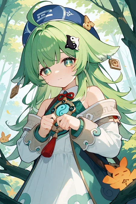 (score_9,score_8_up,score_7_up),<lora:HuoHuo(Honkai Star Rail)-v1-000006:0.8>,HuoHuo(Honkai: Star Rail),1girl,solo,green hair,green eyes,hat,animal ears,looking at viewer,long hair,yellow bow,blue headwear,detached sleeves,ahoge,bangs,bow,long sleeves,blush,closed mouth,beret,upper body,dress,white dress,tree,jacket,
good feet,anime,NSFW,expressive,amazing quality,ultra hd 32k,
