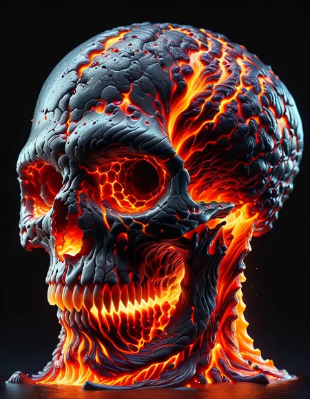 extremely Detailed lava pouring out of a skull, Anti-Aliasing, FXAA, De-Noise, Post-Production, SFX, insanely detailed & intricate, hypermaximalist, elegant, ornate, hyper realistic, super detailed, noir coloration, serene, 16k resolution, full body <lora:ral-lava-sdxl-v2:1> ral-lava