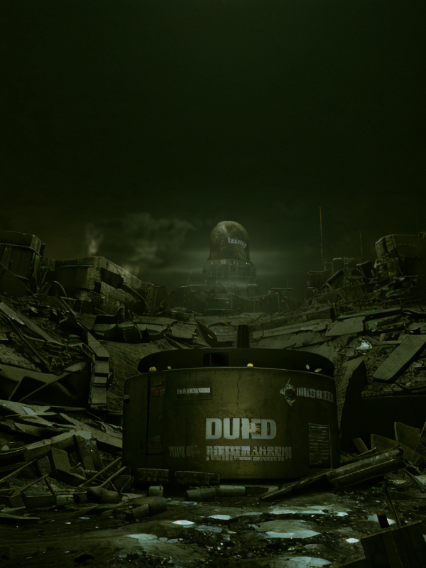 (Pui),(UHD:1.1), (nsfw:1.3), 
(detailed background visible:1.2),
(Photorealistic:1.2),
large cylindrical (nuclear) container on a hill in front of a destroyed city, (luminescent painting), (dim lighting), glowing LED, danger, nuclear hazard symbol, 
 <lora:Wasteland:1> Wasteland, the, and, with, wasteland, background,
(hyper detailed:1.2), 
(Style: subsurface scattering, analog style, realistic, film photography, highres photo, cinematic Lighting, trending on artstation, ((high quality:1.2, masterpiece:1.2)), (8k resolution),)