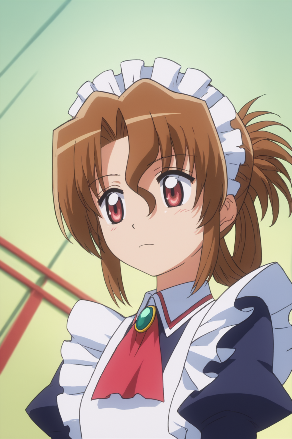 rating_safe, score_10, score_8_up, score_7_up, score_6_up, uncensored, anime screencap, flat shadows BREAK maria, maid, upper body, perfect composition, perspective, detailer background