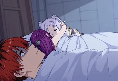 (masterpiece, best quality, amazing quality), absurdres, very awa, 500_dollar_four_foot_tall_mareep, 2girls, 1boy, under covers,
BREAK
fern \(sousou no frieren\), hugging object, {frieren, chibi, stuffed toy},
BREAK
stark \(sousou no frieren\), smile, looking up, partially shaded face,
<lora:500_dollar_four_foot_tall_mareep_meme:1>