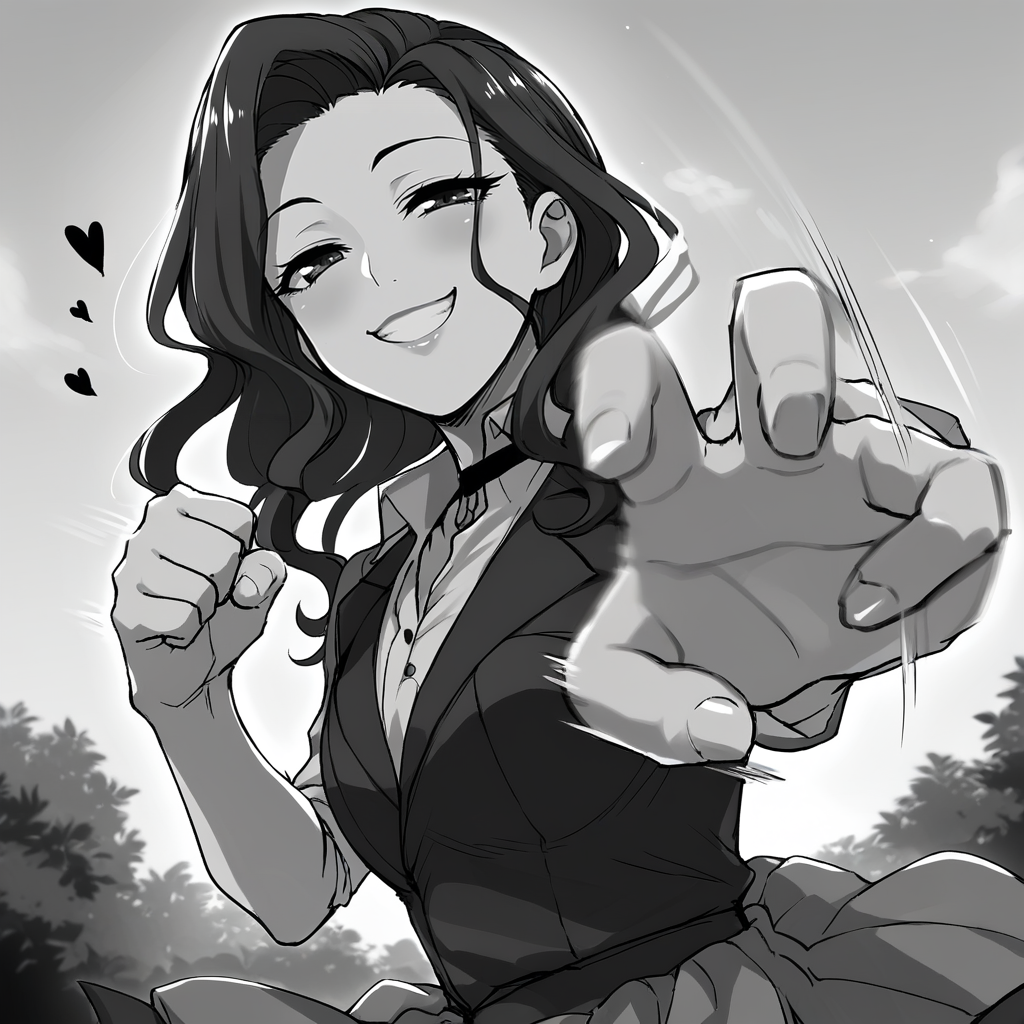 score_9, score_8_up, score_7_up, score_6_up, score_5_up, score_4_up, zPDXL2,source_anime,rating_questionable, solo,  outdoors, smile, happy, hearts, low angle,1girl, asami_sato        <lora:Punching_POV:0.8> p4nch, looking at viewer, punching, clenched hand, motion lines, motion blur