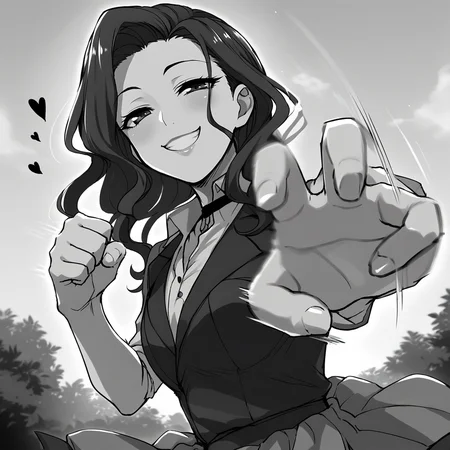 score_9, score_8_up, score_7_up, score_6_up, score_5_up, score_4_up, zPDXL2,source_anime,rating_questionable, solo, outdoors, smile, happy, hearts, low angle,1girl, asami_sato <lora:Punching_POV:0.8> p4nch, looking at viewer, punching, clenched hand, motion lines, motion blur
