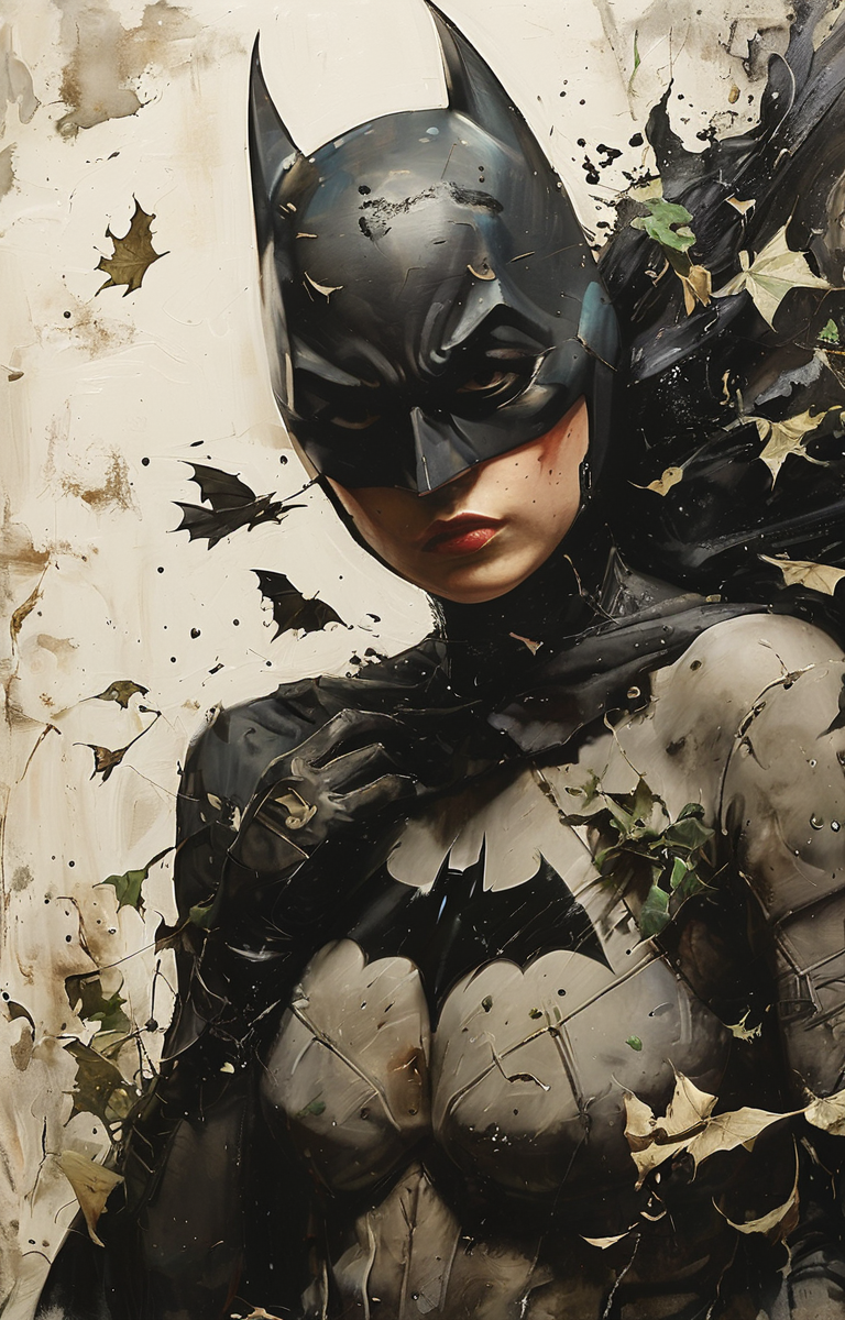 masterpiece,best quality,<lora:tbh223-sdxl:0.9>,illustration,style of Greg Capullo,batman,  tech genius teenage girl