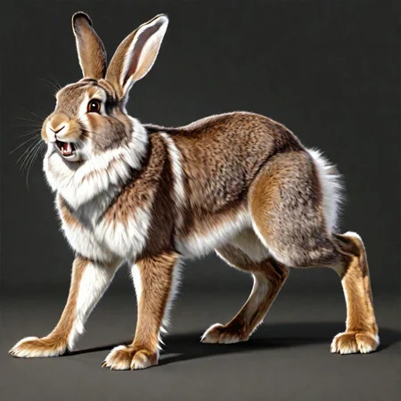 realistic,full body shot,(paws),buck teeth, rabbit teeth,furry ears,long rabbit ears,rabbit, feral,(realistic fur, rabbit fur, fluffy fur,brown fur,detailed fur texture,fur covering body),(on all fours),