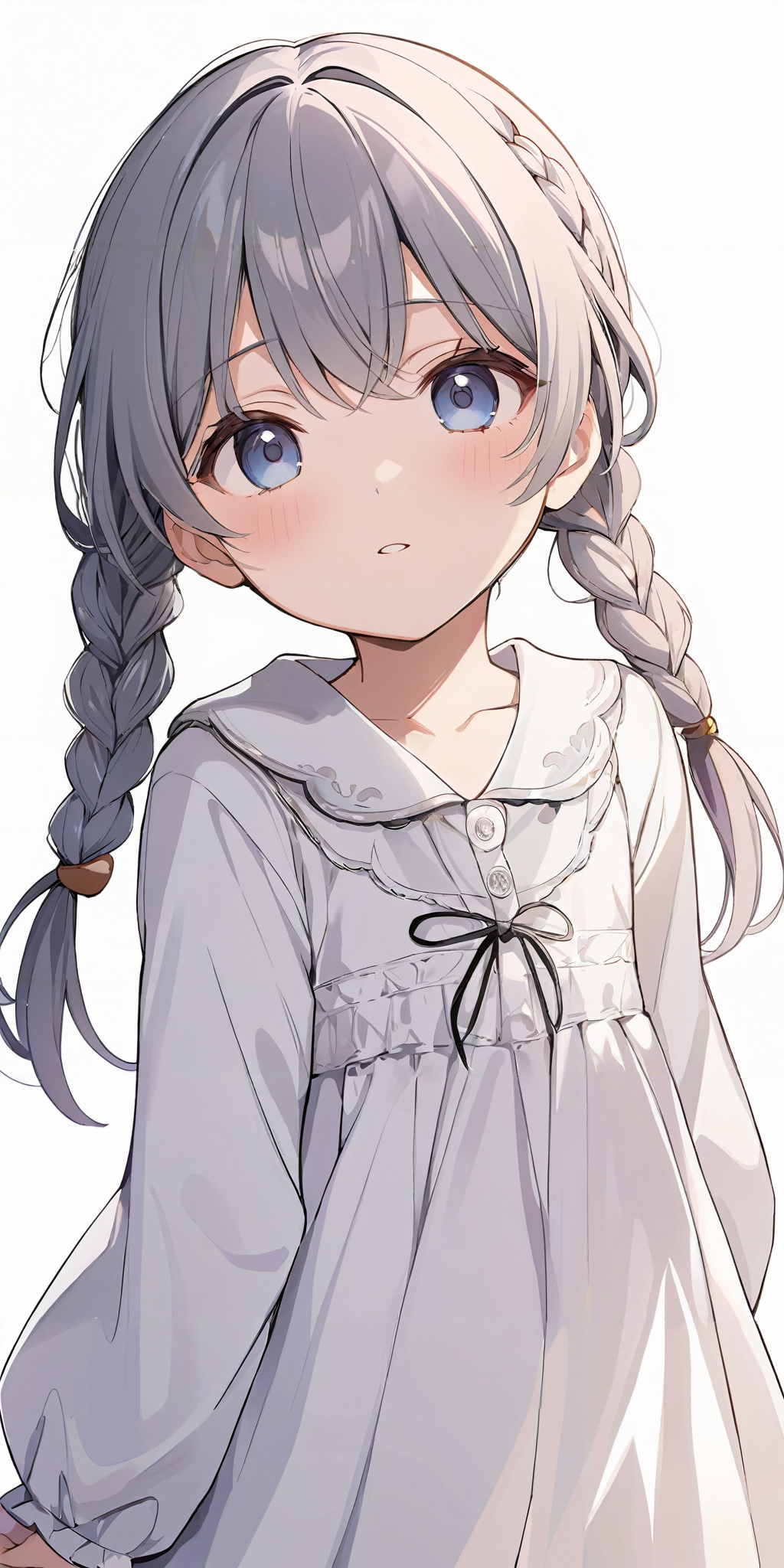 masterpiece,ultra-detailed,best quality,8K,illustration,cute face,clean skin ,shiny hair,girl,ultra-detailed-eyes,simple background, (source-anime:1.2),<lora:add-detail-xl:1> <lora:braid twintail_XL_V1.0:0.5> braid twintail,