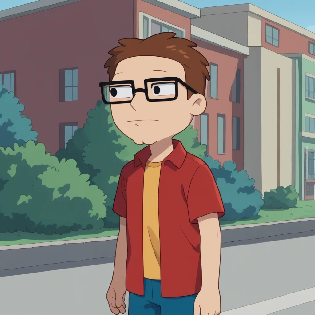 score_7_up, BREAK, Steve smith, 1boy, solo, black eyes, glasses, red shirt, yellow shirt, <lora:SteveSmith_PXL_Leaf2:0.8>, cowboy shot, outdoors,
