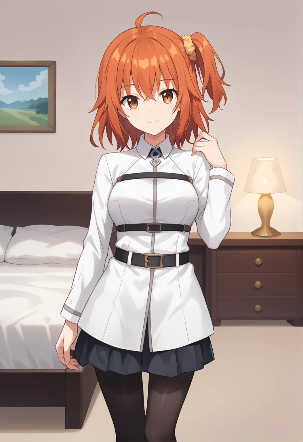score_9, score_8_up, score_7_up, source_anime, masterpiece, best quality, highly detailed background, cinematic lighting, detailed eyes, detailed pupils, perfect face, fujimaru ritsuka, unique outfit, looking at viewer, standing, cute, smile, bedroom, bed, dresser, TV,
<lora:Fujimaru Ritsuka (Female)_Pony:0.8>