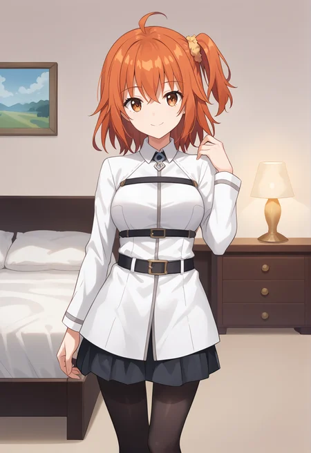 score_9, score_8_up, score_7_up, source_anime, masterpiece, best quality, highly detailed background, cinematic lighting, detailed eyes, detailed pupils, perfect face, fujimaru ritsuka, unique outfit, looking at viewer, standing, cute, smile, bedroom, bed, dresser, TV,
<lora:Fujimaru Ritsuka (Female)_Pony:0.8>