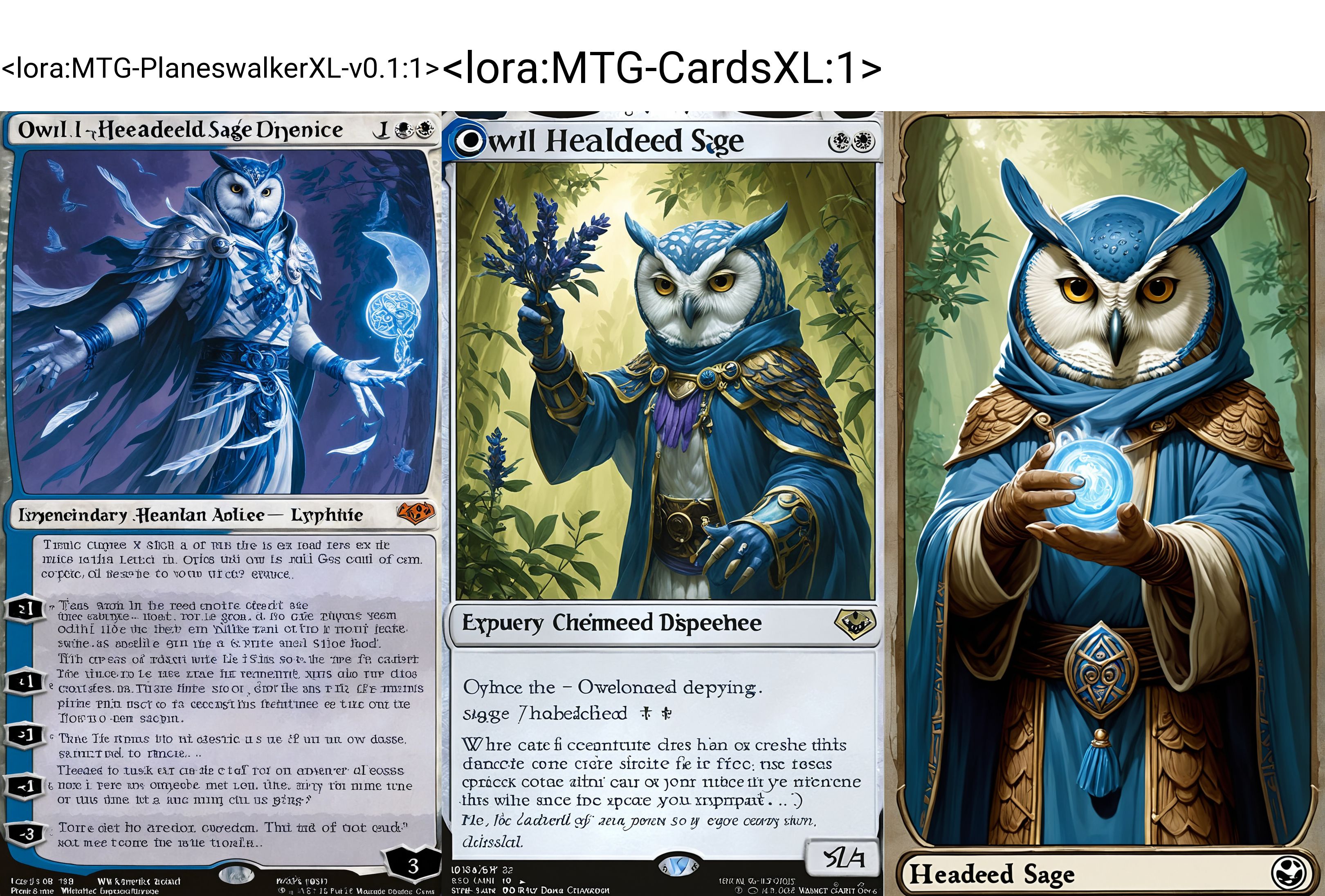 Owl-headed sage dispensing cryptic advice, blue white
<lora:MTG-PlaneswalkerXL-v0.1:1>,mtg, mtg card
 <lora:aidma-Image Upgrader-v0.1:0.8>