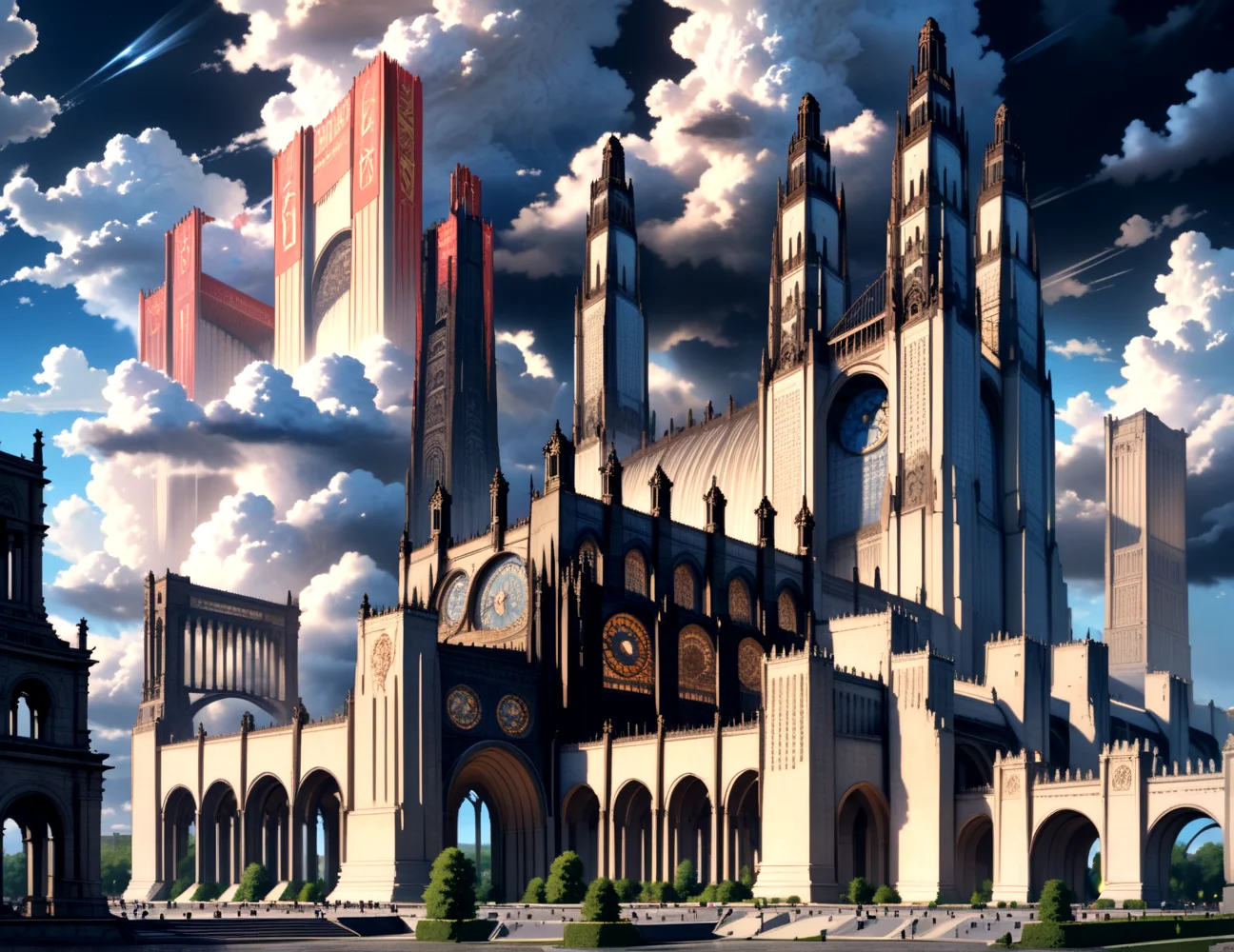 score_9, score_8_up, score_7_up,
<lora:Soviet_Gothic_(Architecture)_(SDXL)_(AD):0.8> Soviet Gothic, monumental architecture, architecture, city, cityscape, scenery, building, skyscraper,
8K, In'ei, chiaroscuro, rim lighting, perfect depth of field shot, beautiful, sharp focus, crisp details, subsurface scattering, idealized city, wide beautiful boulevards, busy city center, parks and manicured lawn areas, large parks, plazas, photographic fluffy anime clouds, made out of limestone, gothic style, photographic realism,
BREAK zPDXL, zPDXLxxx, <lora:wowifierXL:0.2> art by mooncryptowow <lora:sdxl_lightning_8step_lora:0.4> <lora:detailed_notrigger:0.5>