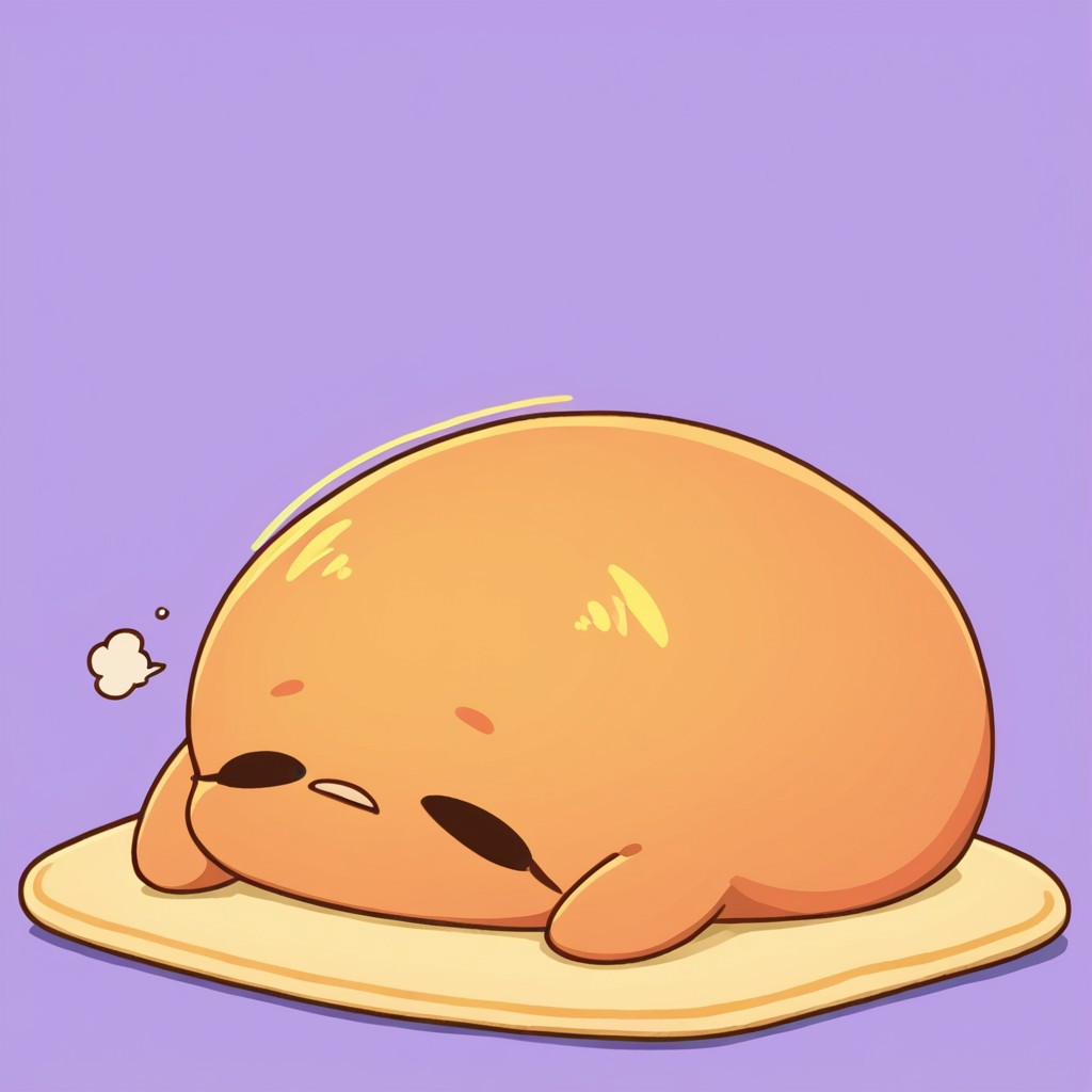 score_9, score_8_up, score_7_up,
masterpiece, best quality, detailed, amazing quality,
simple background,
solo, no humans, gudetama, closed eyes, sleeping,
easynegative, yellow, white,