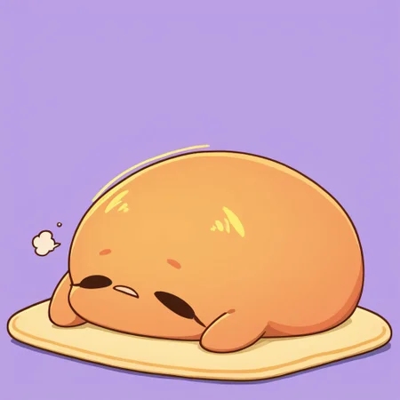 score_9, score_8_up, score_7_up,
masterpiece, best quality, detailed, amazing quality,
simple background,
solo, no humans, gudetama, closed eyes, sleeping,
easynegative, yellow, white,