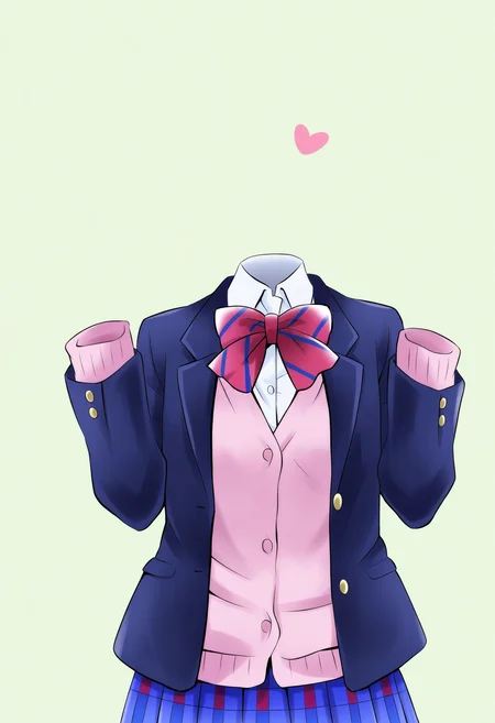 <lora:XL_invisible person(noob)-000006:1>,transparent,invisible person,otonokizaka school uniform,solo,skirt,jacket,1girl,blazer,school uniform,heart,simple background,cardigan,headless,pink cardigan,bow,invisible,sleeves past wrists,open jacket,pleated skirt,shirt,open clothes,winter uniform,white background,white shirt,bowtie,striped bowtie,blue skirt,plaid skirt,striped clothes,red bow,yazawa nico,long sleeves,collared shirt,striped bow,plaid,blue jacket,red bowtie,green background,dress shirt,pink sweater,, masterpiece,best quality,masterpiece