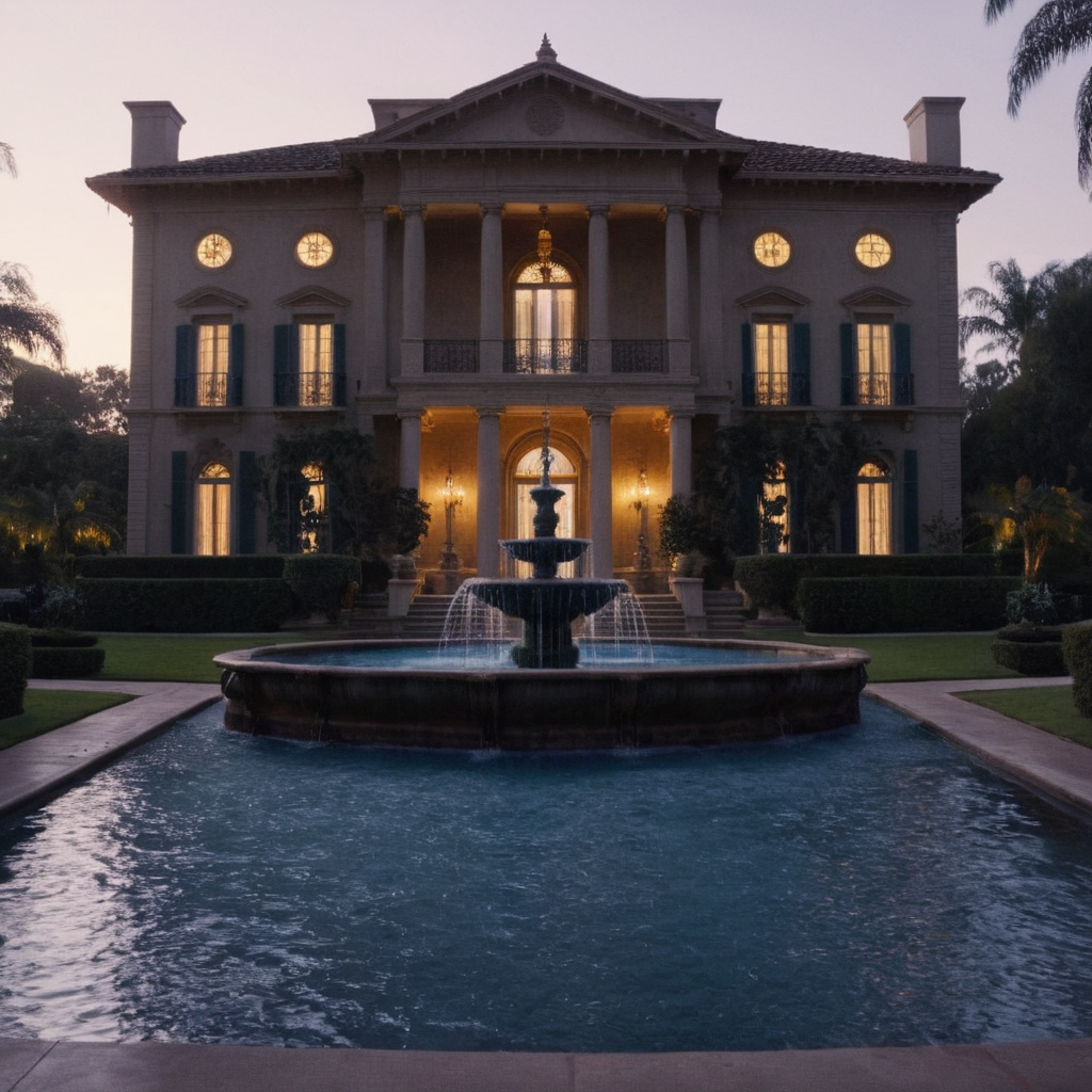 UHD, 4k, ultra detailed, cinematic, a photograph of  <lora:Cinematic Hollywood Film v2:1> perfect eyes
Epic Creative Scene a large mansion with a fountain in the front yard Cinematic Hollywood Film Style, epic, beautiful lighting, inpsiring