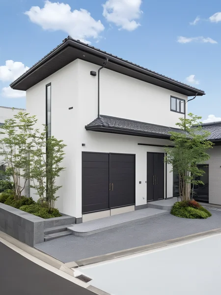 Architectural style Architectural style, <lora:JJsJapaneseStyleHouse_XL:1>, ((Japanese Style House)),(masterpiece) , ((best quality)), dramatic lighting, high quality outdoors, sky, day, cloud, tree, blue sky, building, scenery, road, real world location, sunlight, enough detail, high resolution,super realistic, Photorealistic, highly detailed, balcony, plants, door, car, paving, , architectural drawing, highly detailed , . Clean lines, geometric shapes, minimalist, modern, architectural drawing, highly detailed