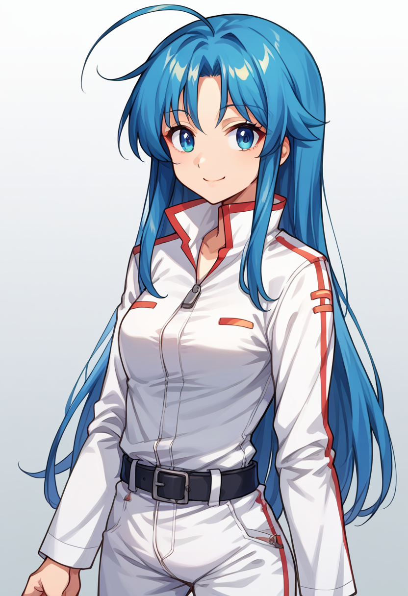 score_9, score_8_up, score_7_up, BREAK source_anime, absurdres, 1girl, solo, upper body, CCClarice, smile, ahoge, white jumpsuit,belt,<lora:CCClarice_PDXL-000005:1>