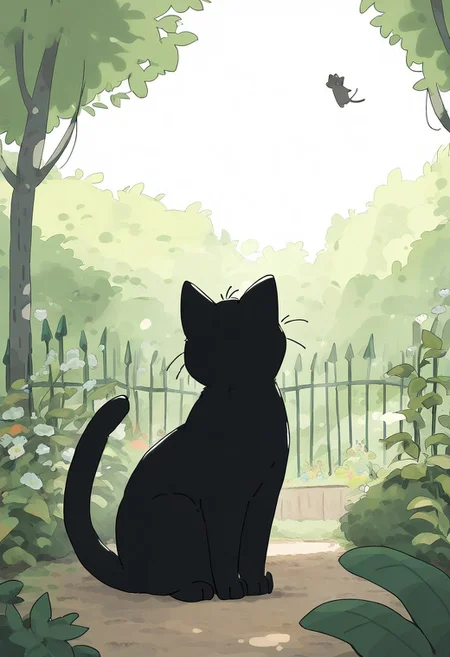 chii-kun \(seedyoulater\), naguru \(cyoroama\), 
very awa, masterpiece, highres, absurdres, newest, year 2024, year 2023, 
(cat:1.2), black cat, (no humans:1.1), scared, paws, fur, (cute:1.2), comfy, solo, standing, hunting,
garden, OO,
day, sunlight, sunrays, 
<lora:TA_trained:0.75>, <lora:ponyv4_noob1_2_adamW-000017:0.33>, <lora:shiroski:0.75>,