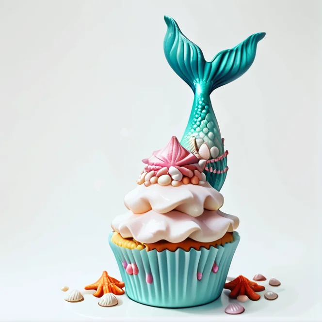 score_9, score_8_up, score_7_up, , <lora:cupcake_overdose_pony:0.8>,source_anime,anime style,,fantasy,high resolution,
CupcakeOverdose,, simple background,food,no humans,fish tail,shell,food focus,seashell,still life,cupcake