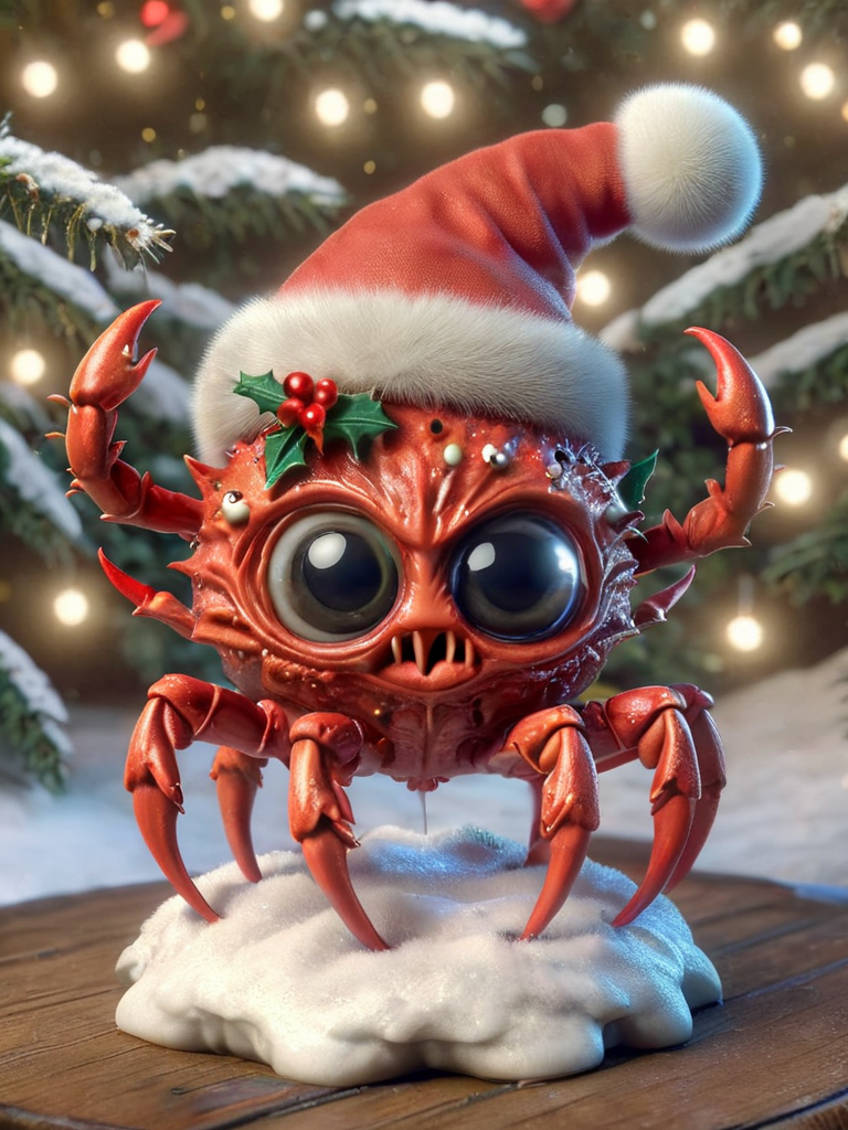 ral-chrcrts, cute crab christmas ornament with a santa hat on <lora:ral-chrcrts-sdxl:1>