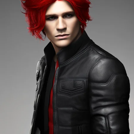 dskyart1, 1boy, male_focus, black red hair, stubble, (wlop) dskyart1