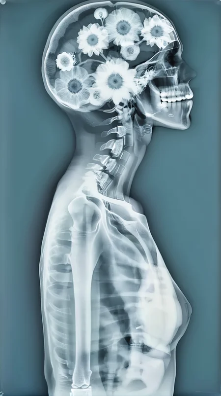 x-ray girl profile mind-flowers<lora:xrayeffect:1>