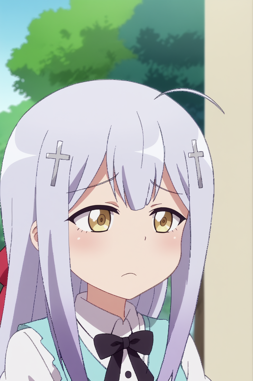 anime screencap, rating safe, Raphiel Ainsworth Shiraha, upper body <lora:Gabriel_DropOut-Raphiel_Ainsworth_Shiraha-PDXL:0.8>